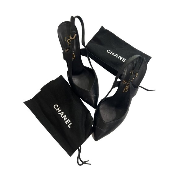 Chanel Slingback Pearl Heels in Black - Picture 1 of 8
